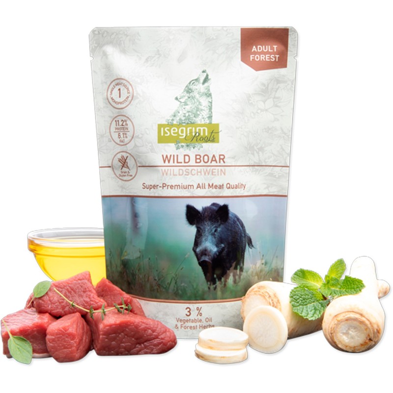 Comida húmeda para perros Isegrim Jabalí 410g