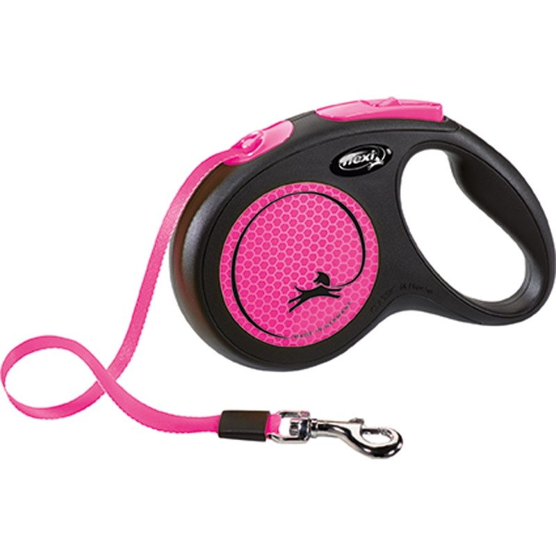 Flexi Neon rosa de cinta de 5 m, talla M