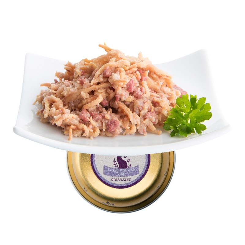 NUEVO Lovely Filets Sterilized pavo y becerro tarrina para gatos 85 g