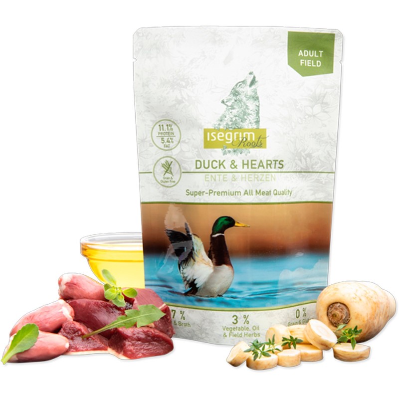 Isegrim Pato y Corazones 410 g | Comida húmeda natural para perros